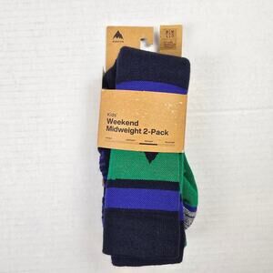 Burton Kids Weekend Midweight Socks 2 Pack Galaxy Green M/L - 2/4 Youth